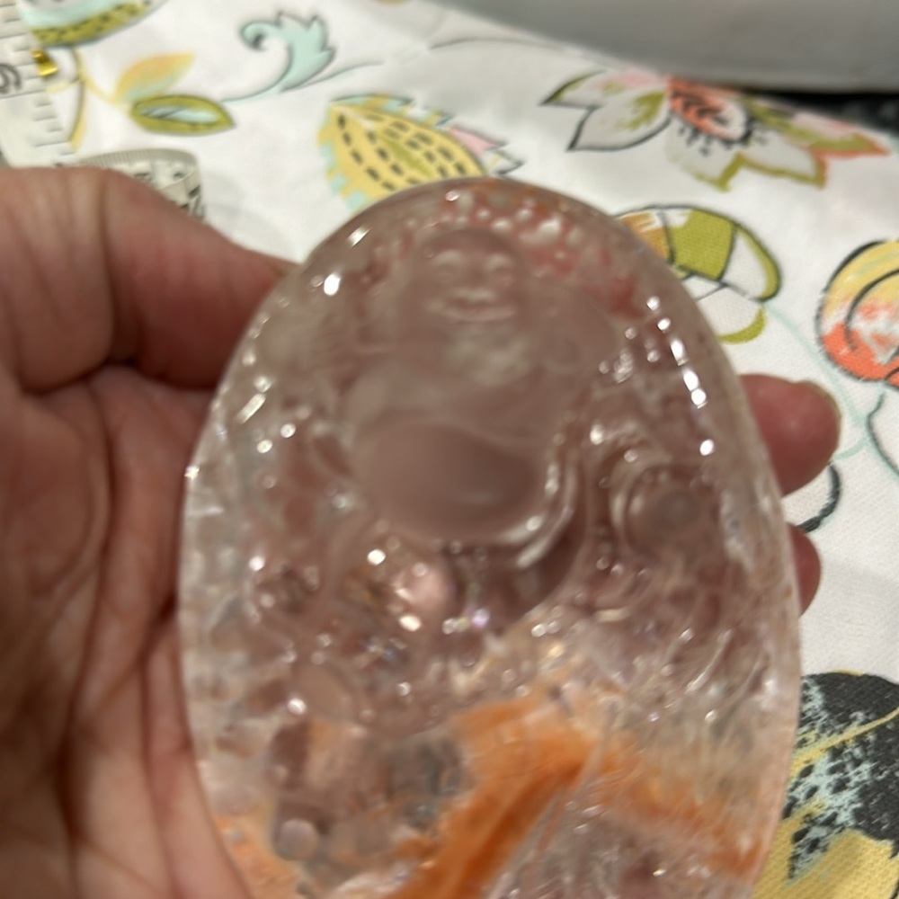 Rare Rabbit hair carved crystal quartz Buddha stone on stand - Picture 14 of 14